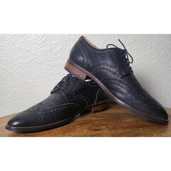 VTG Cole Haan Grand OS Mens Size 10M Black Leather Wingtip Oxford Shoes C12227 main image 4